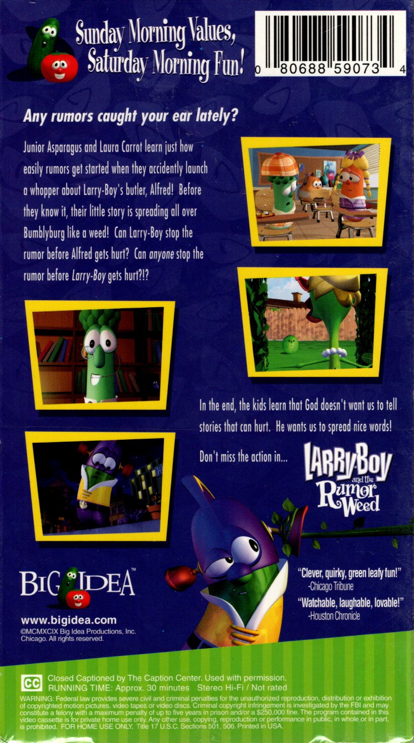 Big Idea™ VeggieTales® - Larry-Boy and the Rumor Weed - VHS Tape (2002) (**See Description Before Purchasing!)