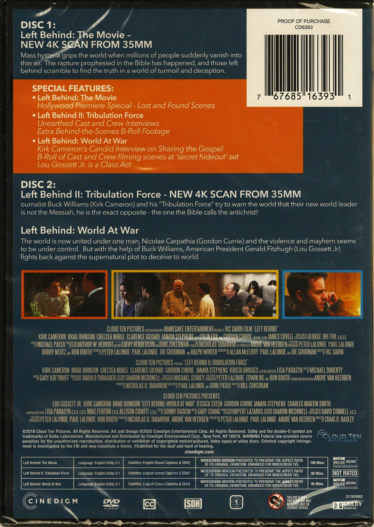 Cloud Ten Pictures - Left Behind Trilogy: 20th Anniversary Edition - Starring Kirk Cameron - DVD Movie Set