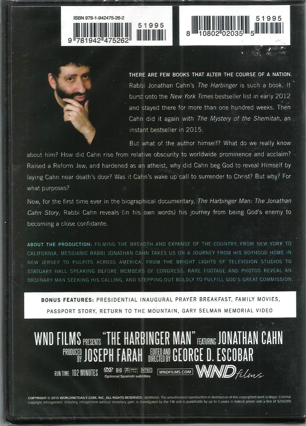 The Harbinger Man: The Jonathan Cahn Story - Jonathan Cahn - DVD
