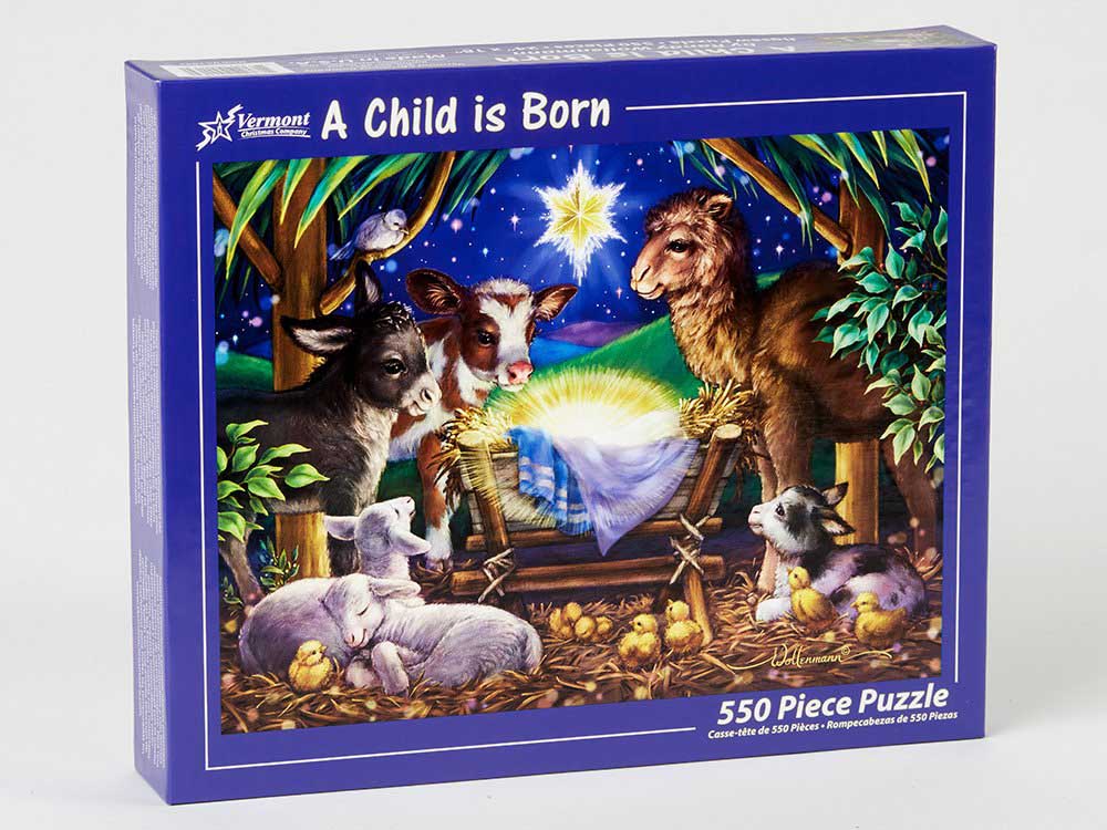 Vermont Christmas Company® - A Child is Born Jigsaw Puzzle by Randy Wollenmann - 24" x 18" - 550 Pieces