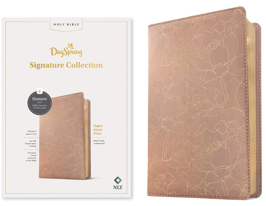 Tyndale NLT® DaySpring Signature Collection, Super Giant Print, Filament-Enabled Edition - Leatherlike™ (Blush Floral)