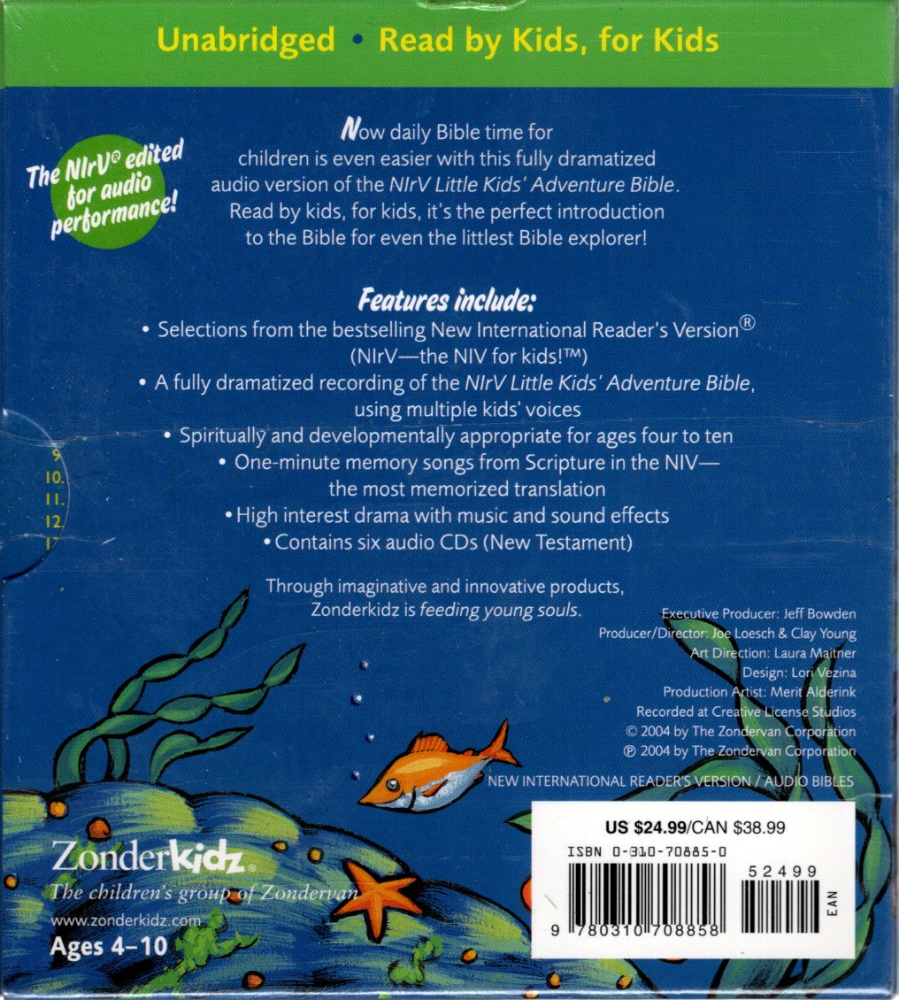 Zondervan Publishers NIrV - The Little Kids' Adventure Audio Bible, New Testament - Zonderkidz® - CD Set