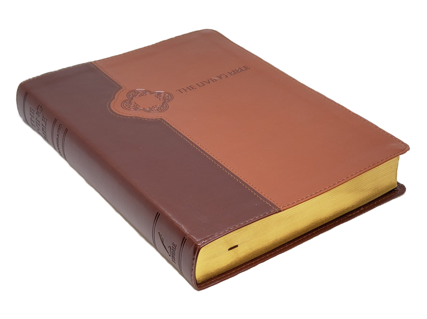 Tyndale The Living Bible, Large Print Edition, TuTone (LeatherLike, Brown/Tan)