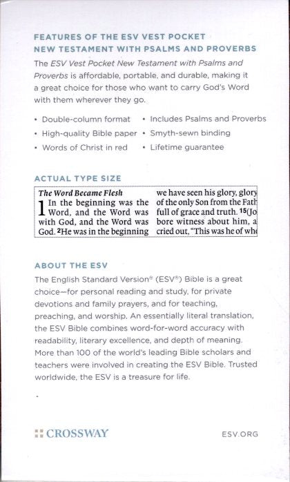 Crossway ESV Vest Pocket New Testament with Psalms and Proverbs (TruTone, Chestnut)