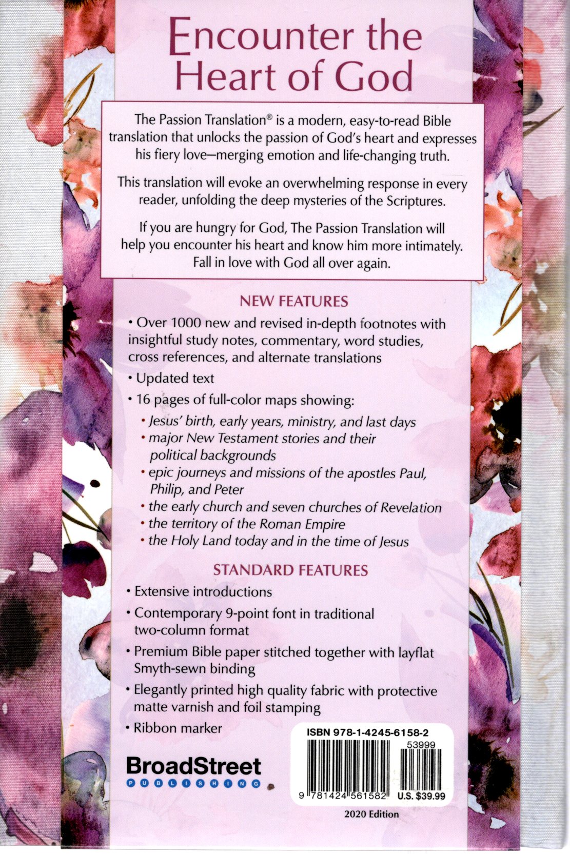 Broadstreet Publishing, The Passion Translation® - The New Testament w/Psalms, Proverbs, & Song of Songs, 2020 Edition - Hardcover Cloth over Board (Plum)