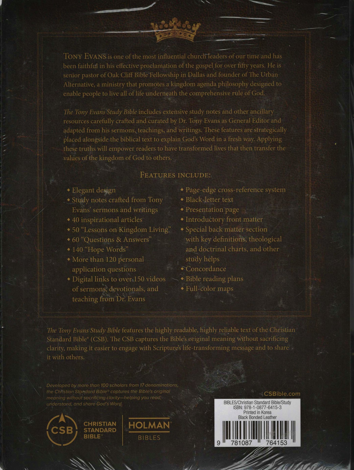 Holman® CSB® The Tony Evans Study Bible - Bonded Leather (Black)