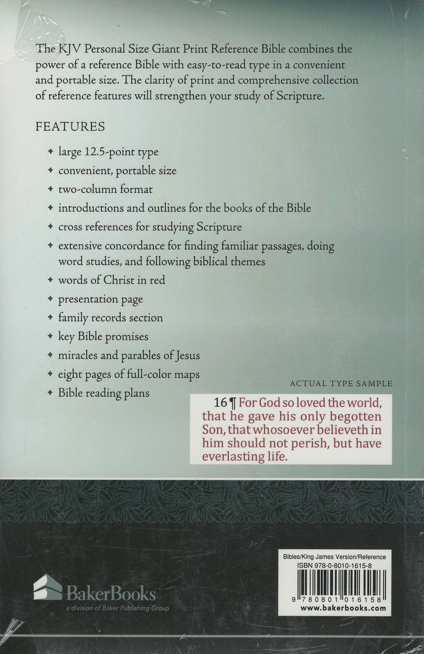 Baker Books KJV Personal Size Giant Print Reference Edition Bible - Softcover