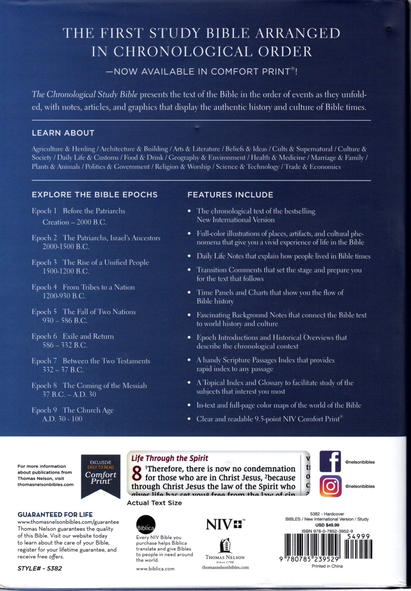 Thomas Nelson NIV - Chronological Study Bible - Hardcover w/Dust Jacket