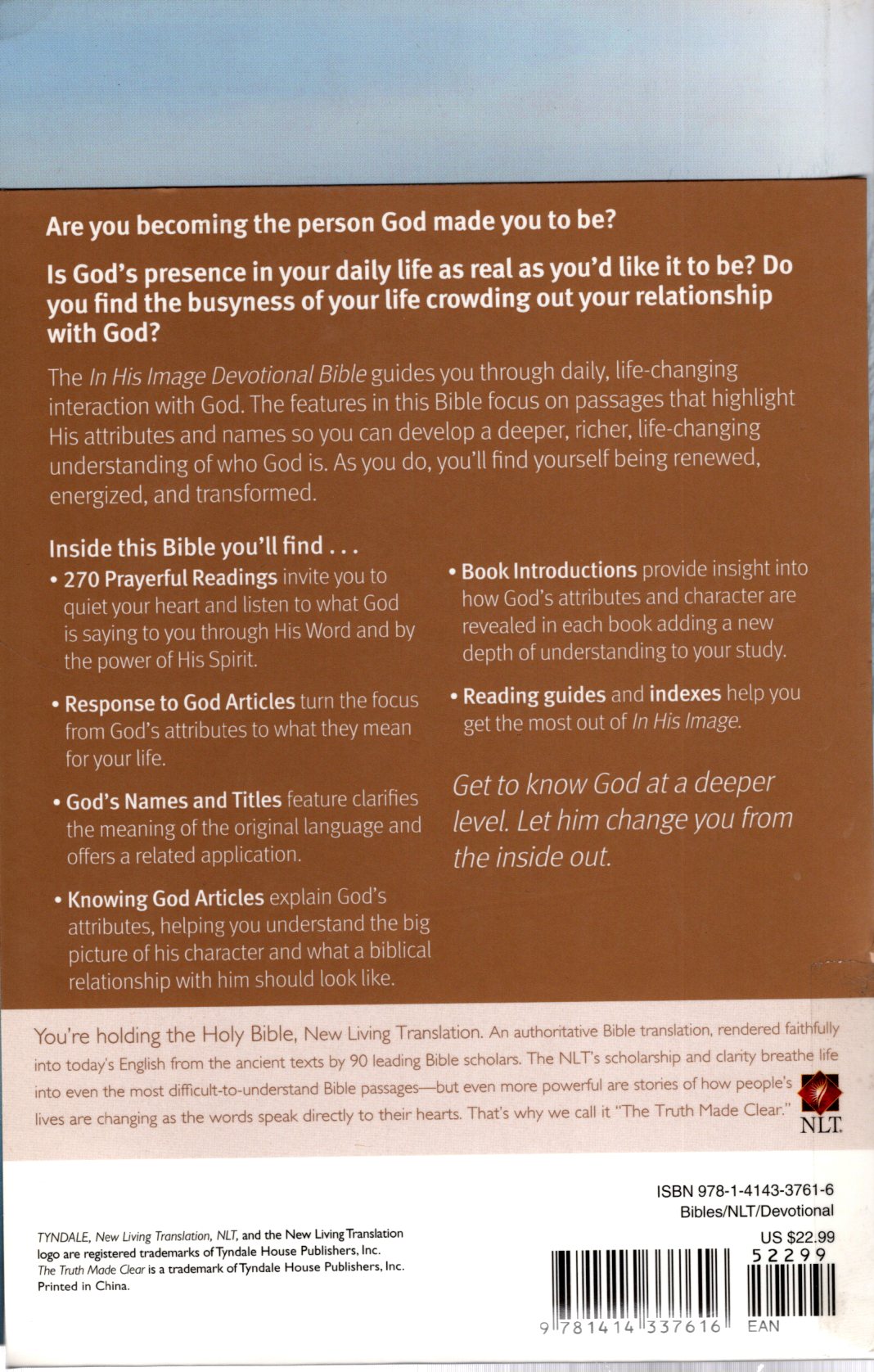 Tyndale Publishers NLT® - In His Image Devotional Bible - Paperback