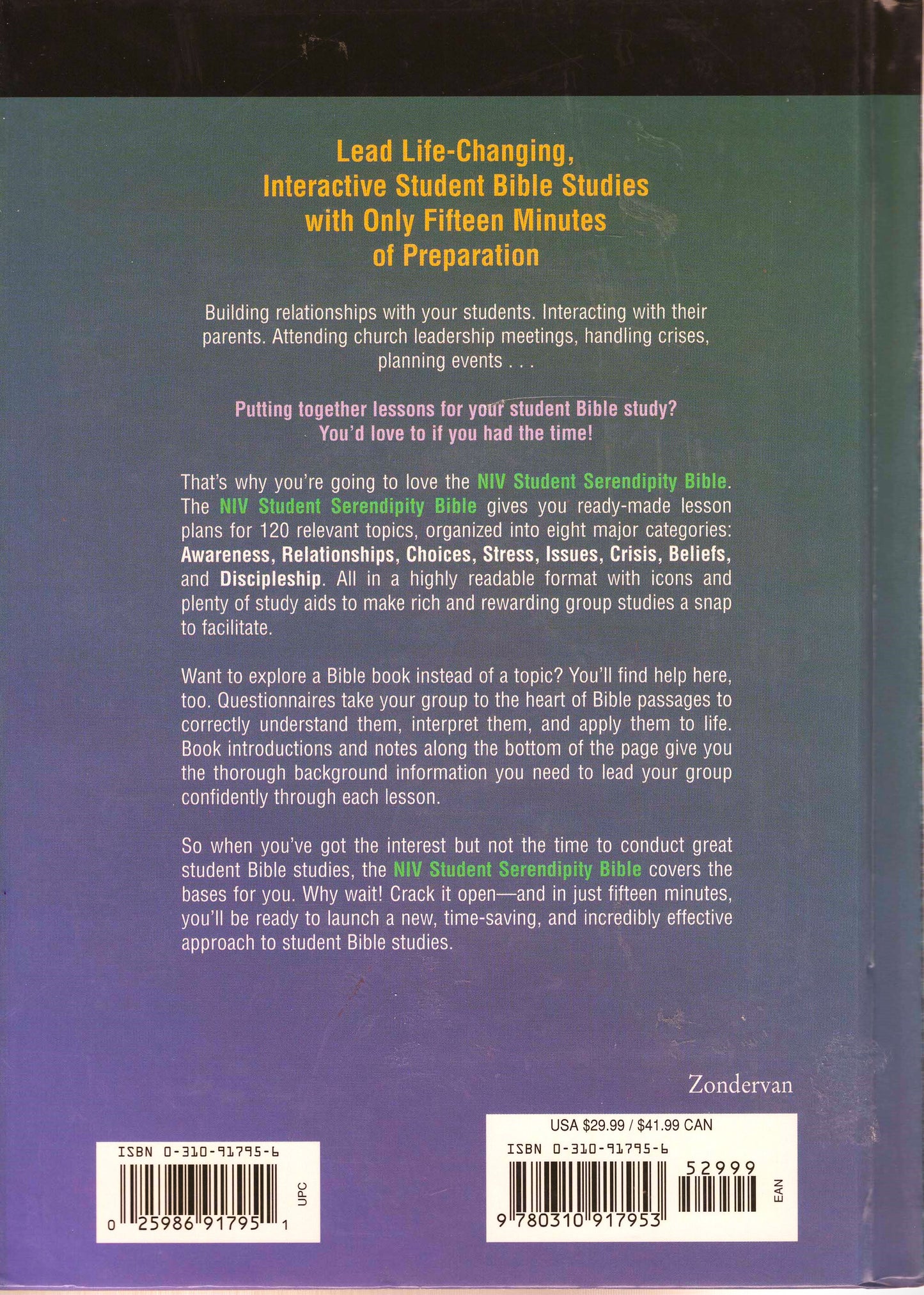 Zondervan NIV® Student Serendipity Bible - Hardcover (1997 Version)