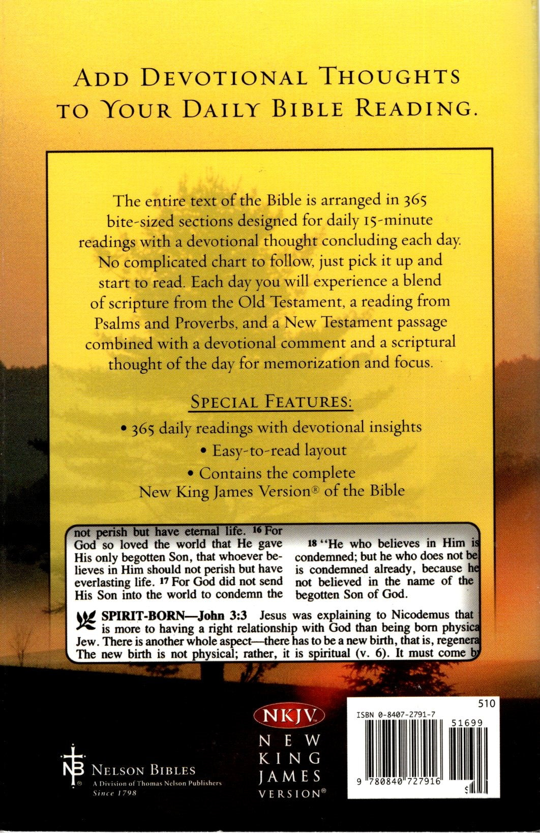 Thomas Nelson NKJV® - The Devotional Daily Bible: 365 Daily Readings with Devotional Insights - Softcover