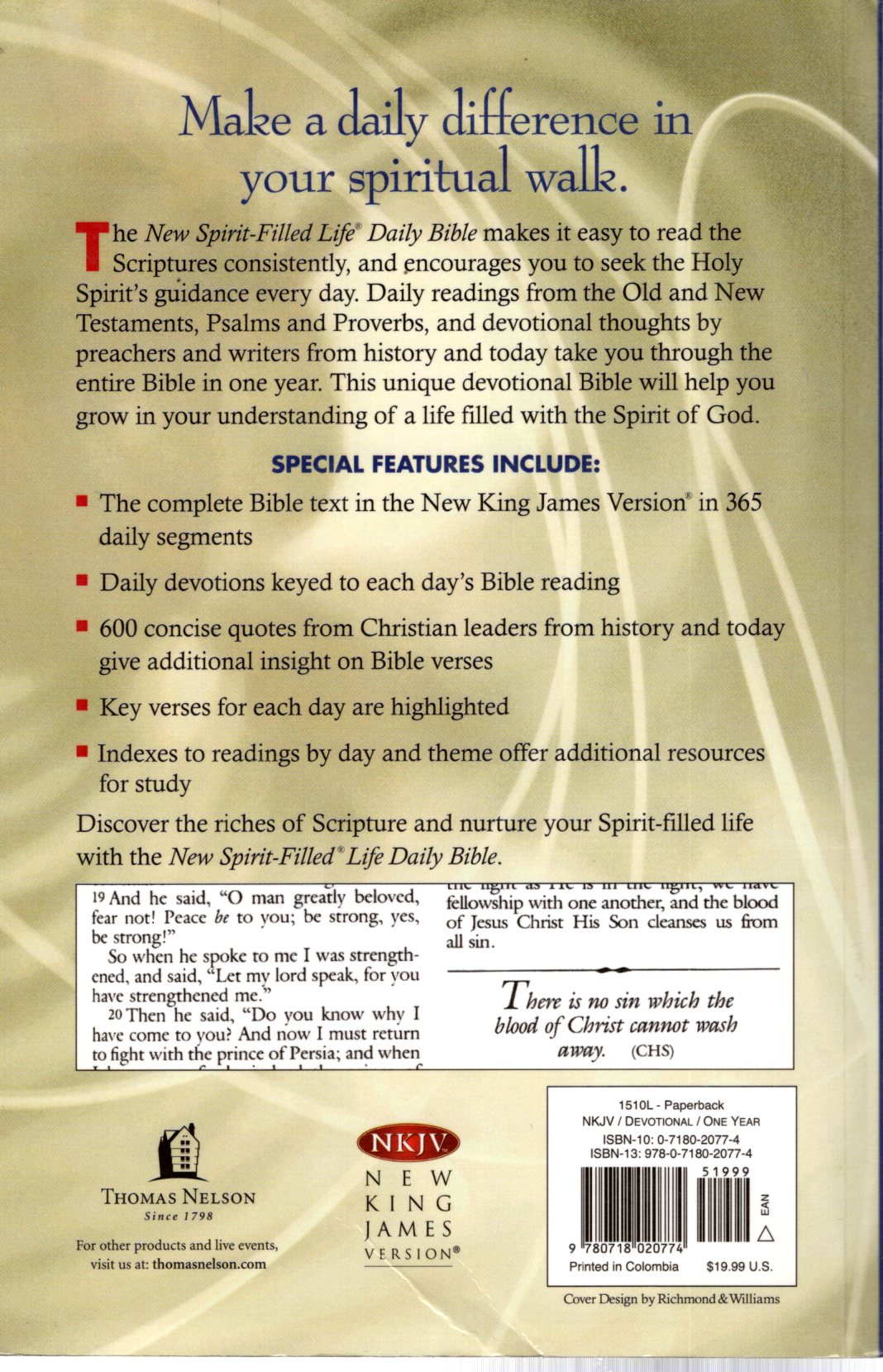 Thomas Nelson NKJV® - New Spirit-Filled Life Daily Bible: Walking Every Day in the Power of God's Word - Softcover (***Minor Damage, See Description***)