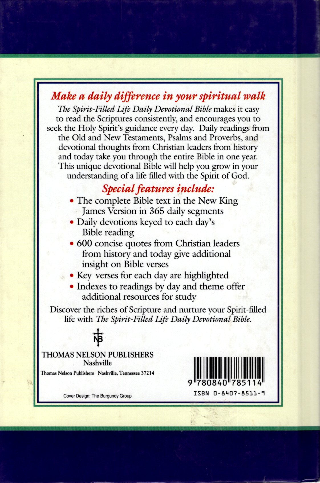 Thomas Nelson NKJV® - Spirit Filled Life Daily Devotional Bible