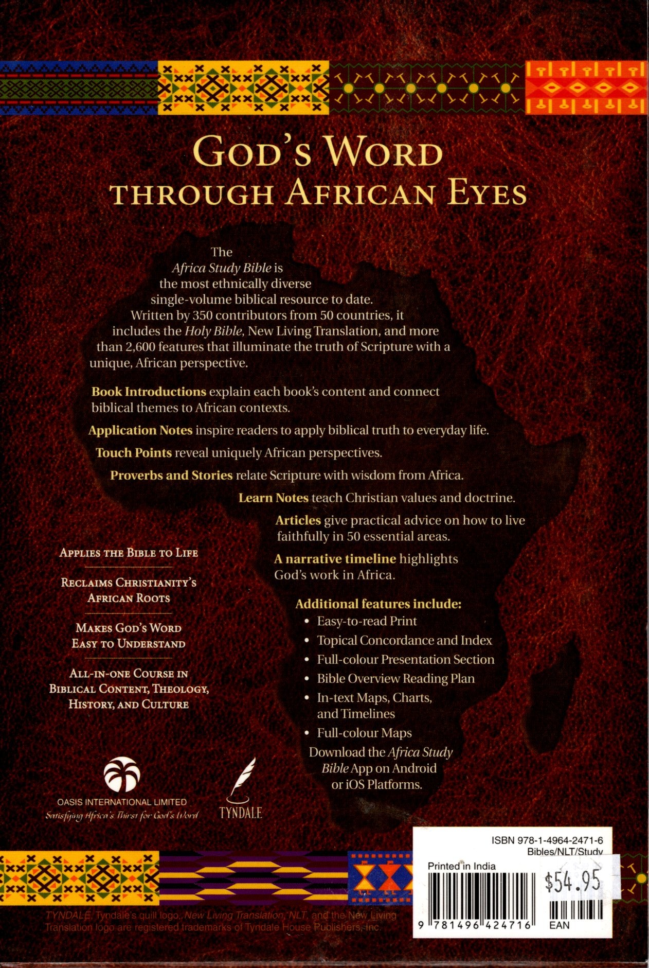 Tyndale NLT Africa Study Bible - Hardcover w/Protective Sleeve