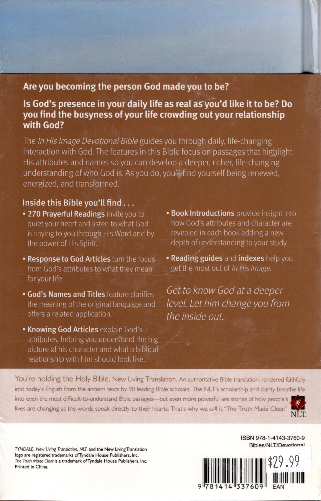 Tyndale NLT® In His Image Devotional Bible - Hardcover