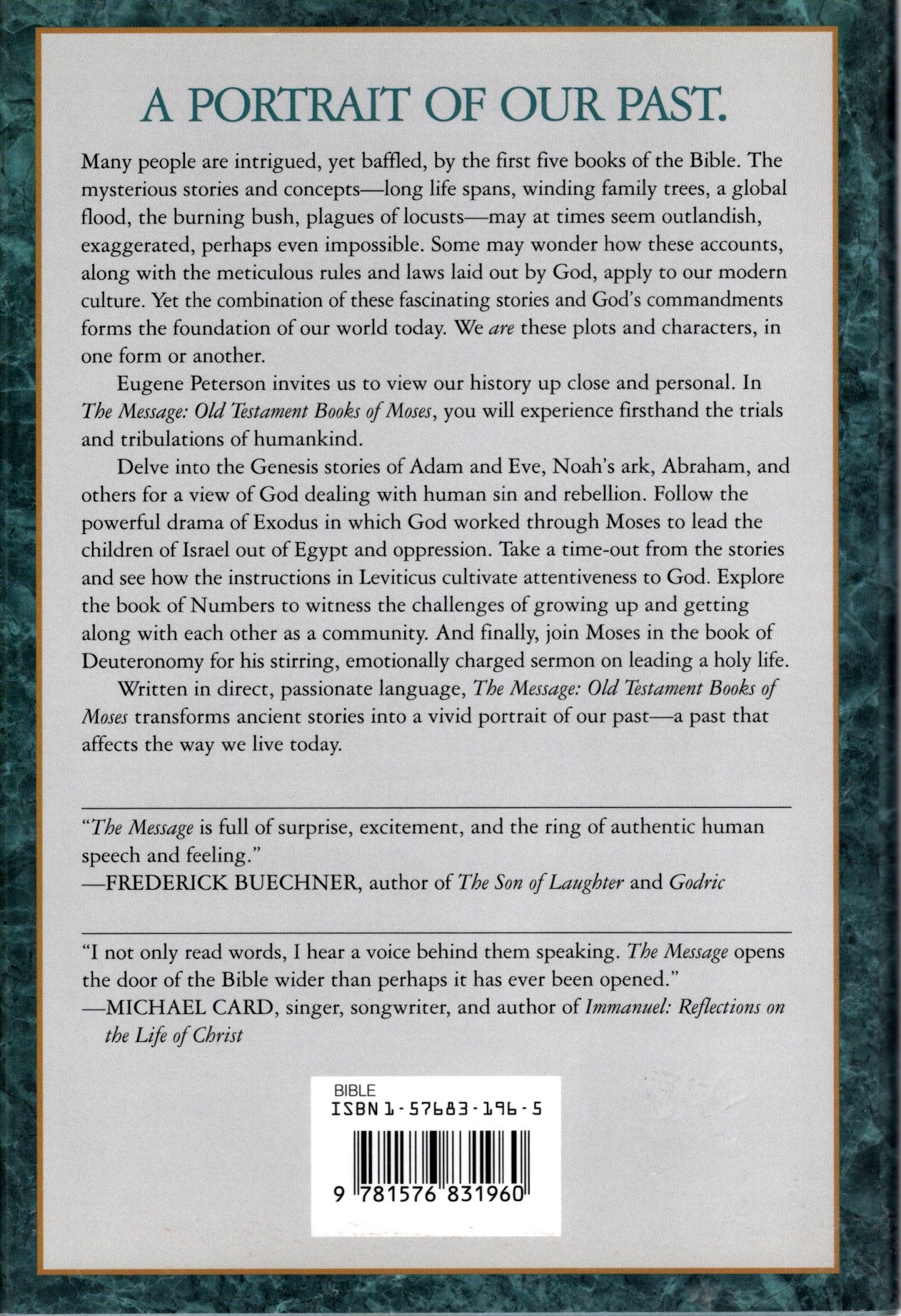 NavPress The Message - The Old Testament Books of Moses: Genesis * Exodus * Leviticus * Numbers * Deuteronomy - Hardcover w/Dust Jacket