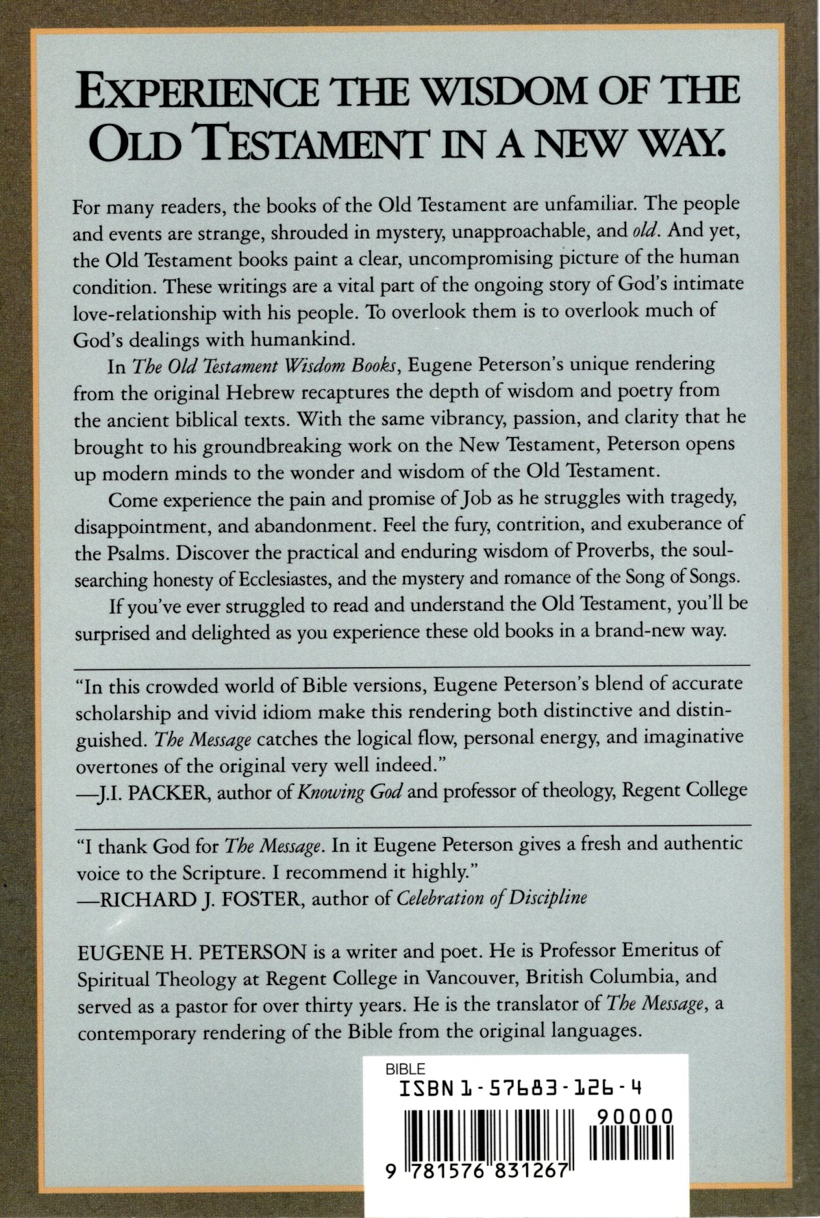 NavPress The Message - The Old Testament Wisdom Books: Job * Psalms * Proverbs * Ecclesiastes * Song of Songs - Paperback