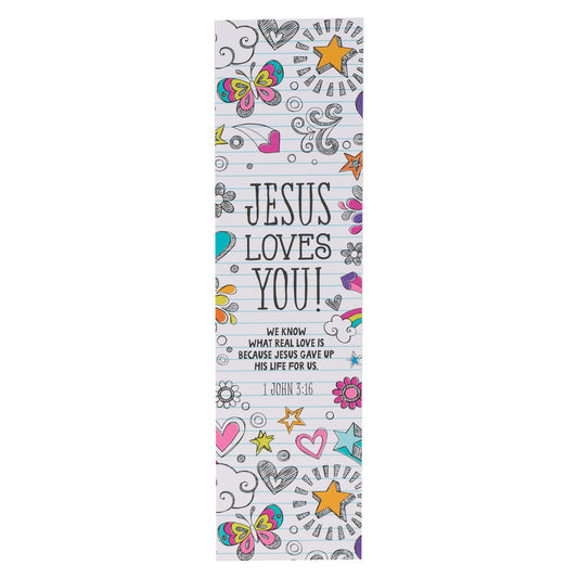 Christian Art Gifts® - Jesus Loves You! Sunday School/Teacher Bookmark Set - 1 John 3:16 - 10 Bookmarks