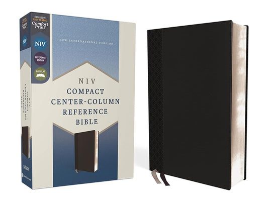 NIV, Compact Center-Column Reference Bible, Leathersoft, Black, Red Letter, Comfort Print cover image