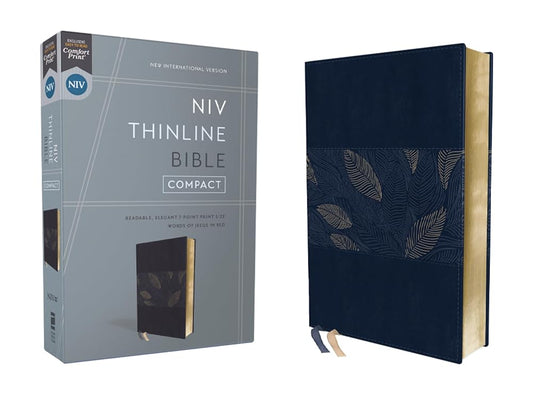 NIV, Thinline Bible, Compact, Leathersoft, Blue Floral, Red Letter, Comfort Print cover image