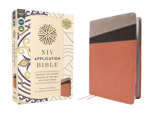 NIV Application Bible, Coral/Gray, Red Letter, Comfort Print: Bringing the Ancient Message of the Bible into Your World cover image