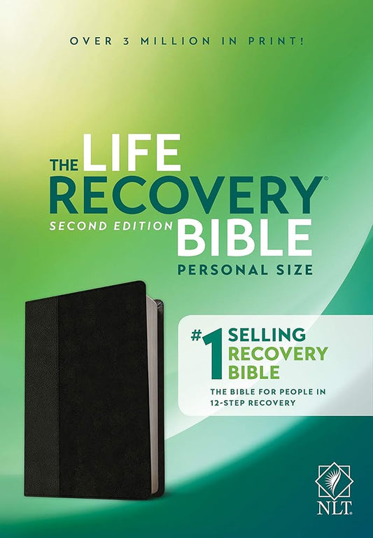 NLT Life Recovery Bible, Second Edition, Personal Size (LeatherLike, Black/Onyx) cover image