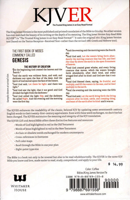 KJVER Gift and Award Holy Bible, Deluxe Edition, Ultrasoft (King James Version Easy Read)