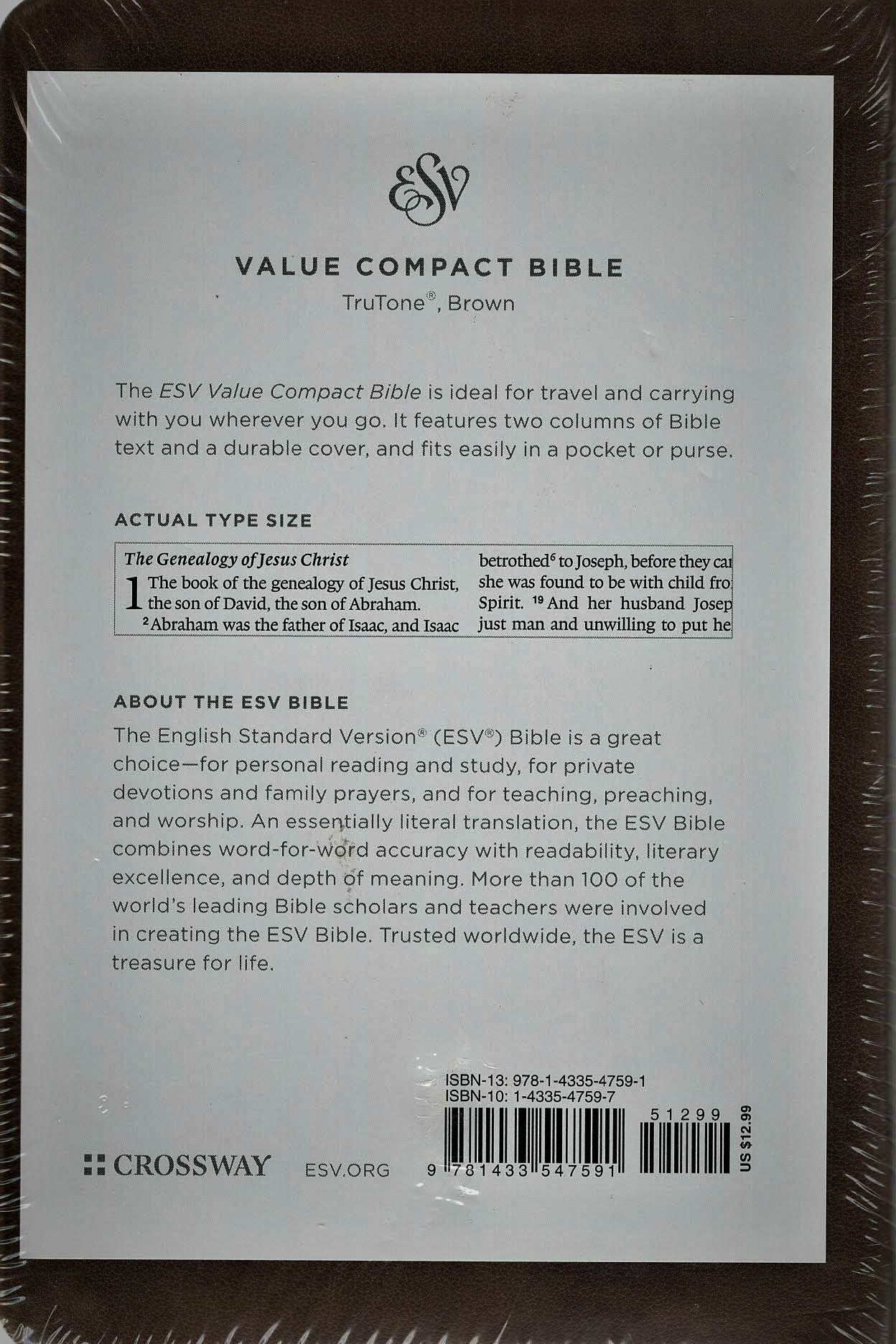 Crossway ESV Value Compact Bible - TruTone® – Canaan Bible Book Shop