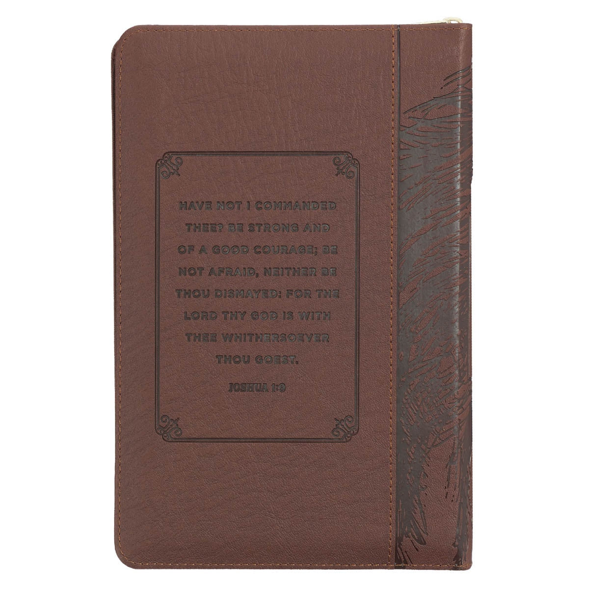 Christian Art Publishers KJV Deluxe Gift Bible, Walnut-Brown Lion Zipper Faux Leather binding, Thumb Index