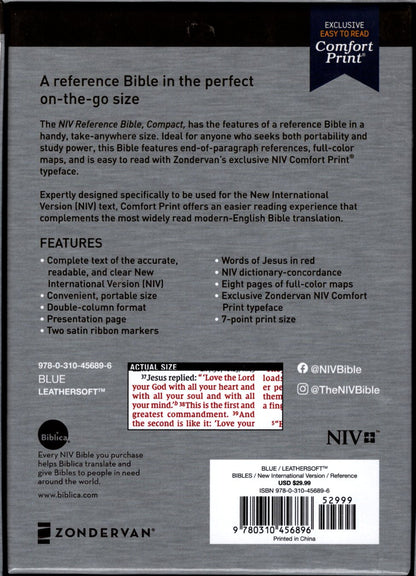 Zondervan NIV® Compact Reference Bible - Leathersoft™