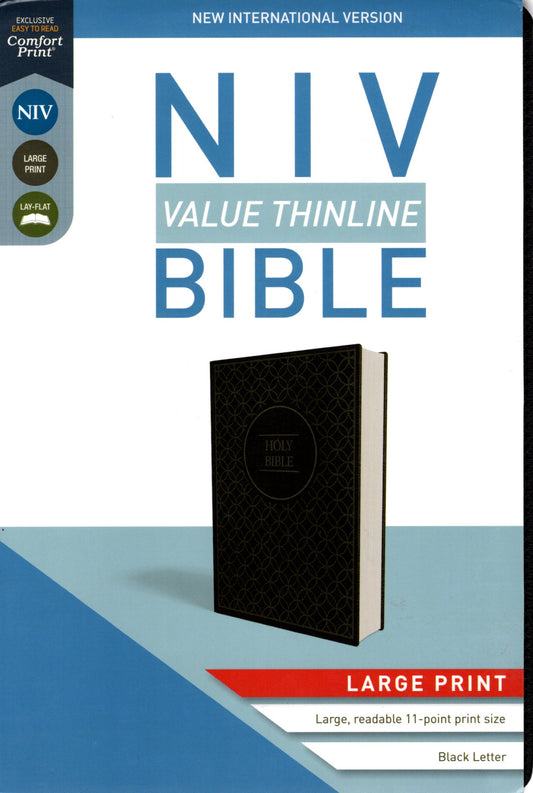 Zondervan NIV® Value Thinline Bible, Large Print - Leathersoft™ (Charcoal/Black)