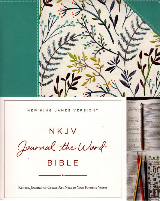 Thomas Nelson NKJV® Journal the Word™ Bible - Hardcover/Fabric Teal Floral