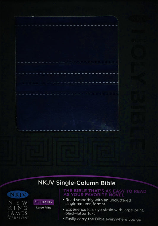 Thomas Nelson NKJV® Single-Column Bible - Leathersoft (Navy)