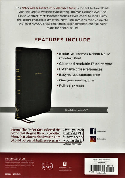 Thomas Nelson NKJV® Super Giant Print Reference Bible - Leathersoft™