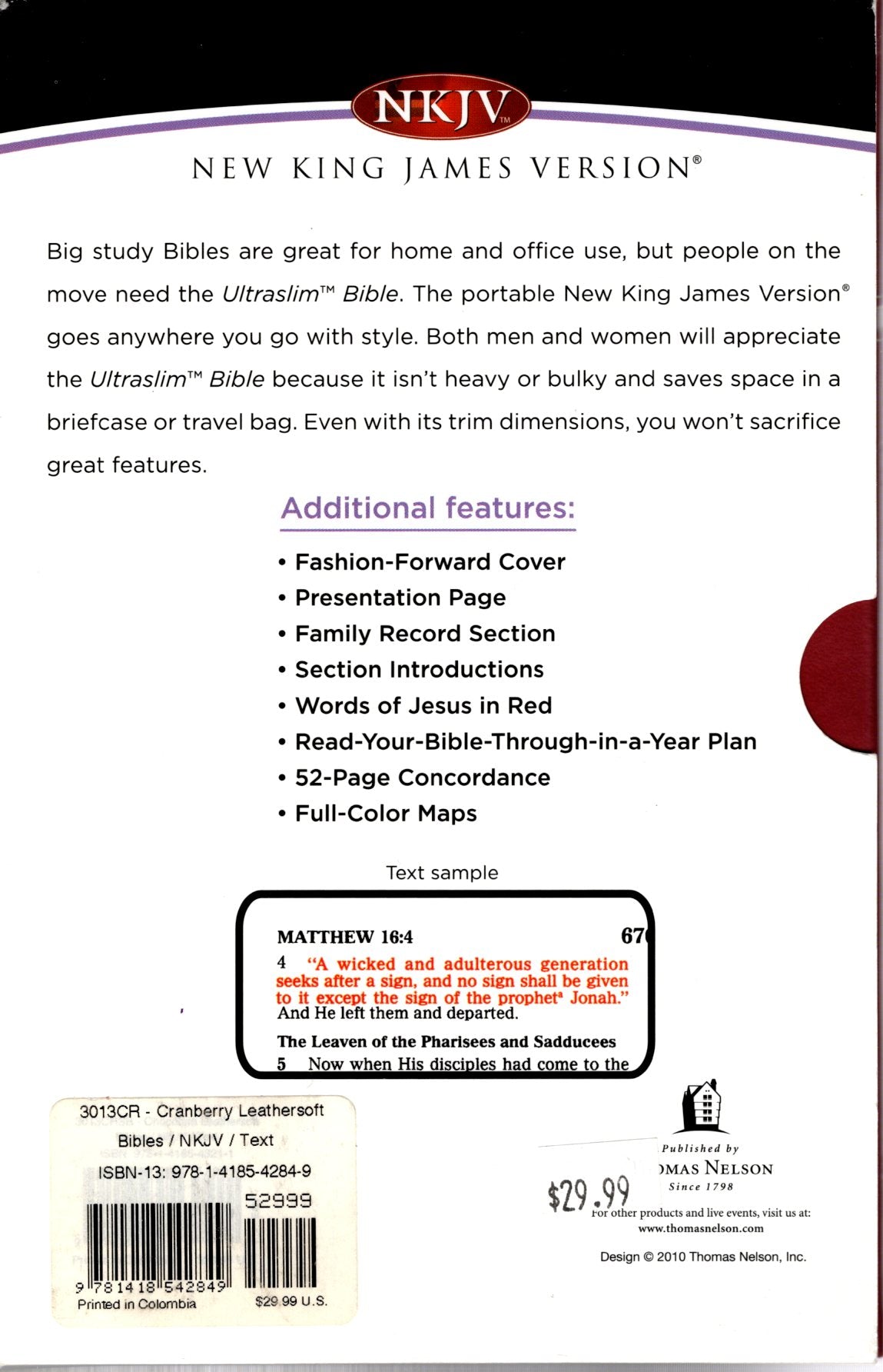 Thomas Nelson NKJV® Ultraslim™ Leathersoft™ Edition