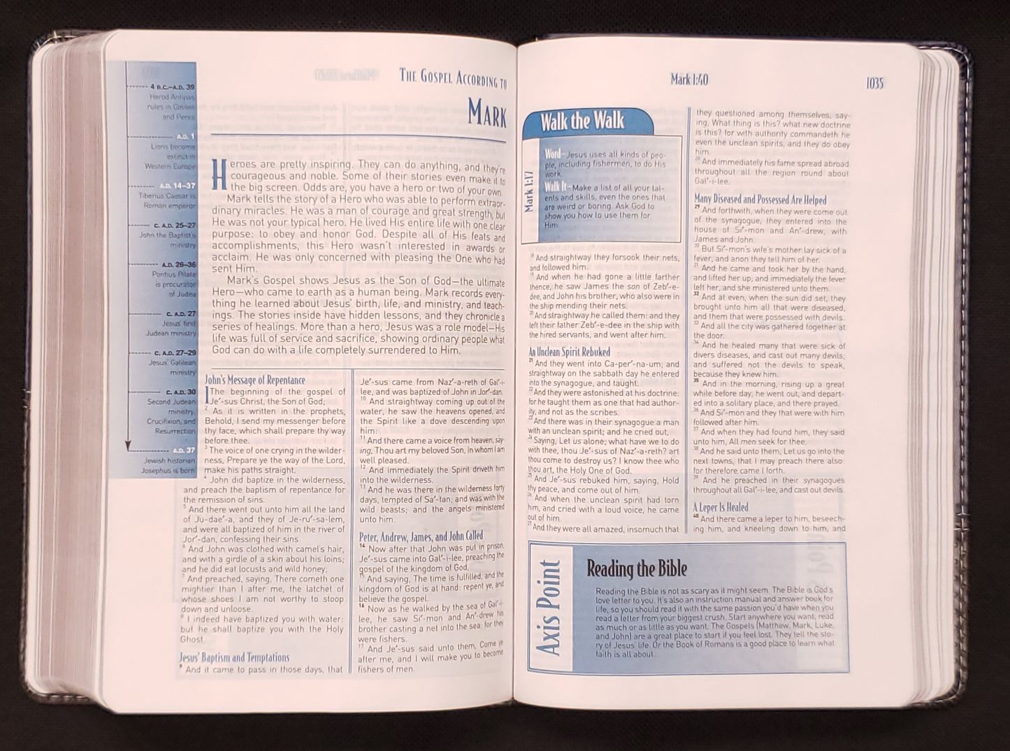 Thomas Nelson KJV, Axis: A Study Bible for Teens, Blue/Gray Leathersoft