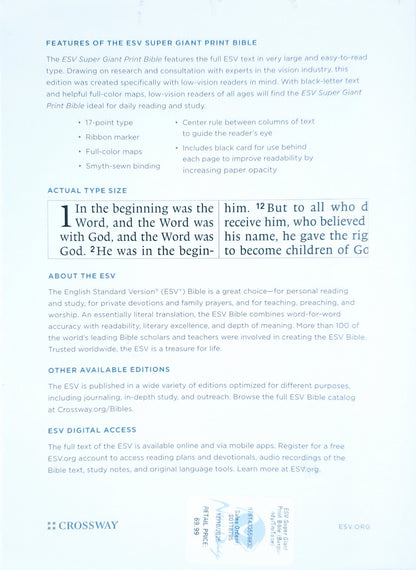 Crossway ESV Super Giant Print Bible - TruTone®